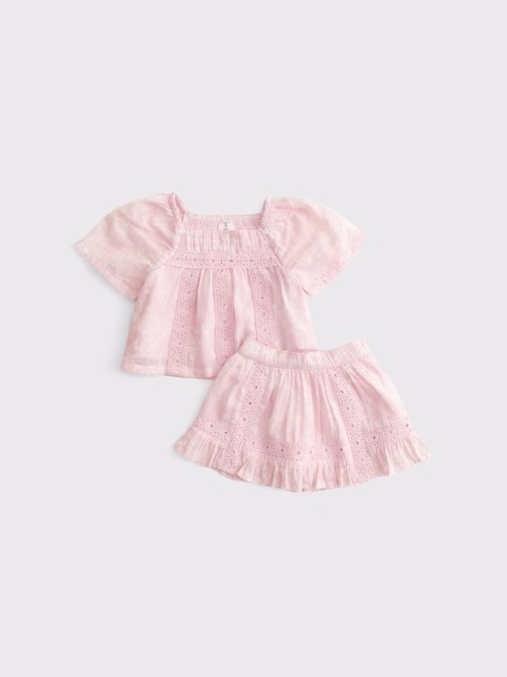 Abercrombie & Fitch Baby Pleated Lace Trim Top & Skort in Ballet Pink, Size 12 M